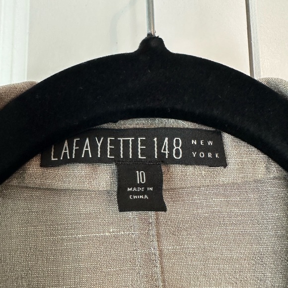 Lafayette 148 New York Women’s Blazer Gray Ruched Linen Silk (Size 10) - Picture 5 of 10